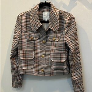 Avec Les Filles Multicolor Plaid cropped Jacket size small